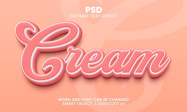 Effet De Texte Modifiable 3d Crémeux Style Psd Premium Avec Arrière-plan