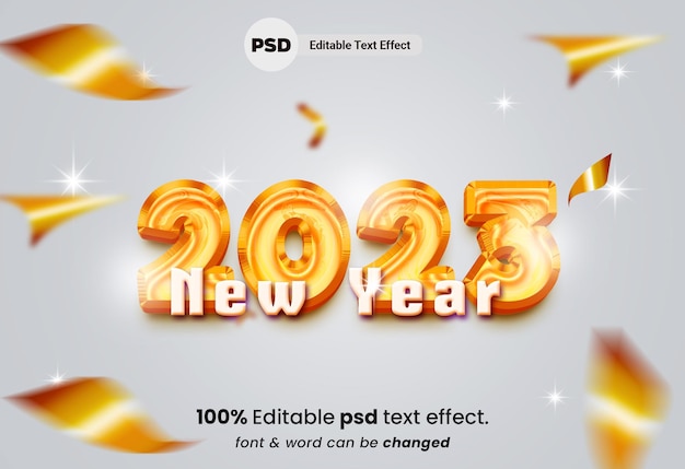 Effet de texte modifiable en 3D du Nouvel An 2023