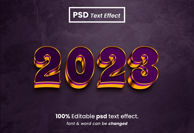 PSD effet de texte modifiable en 3d du nouvel an 2023