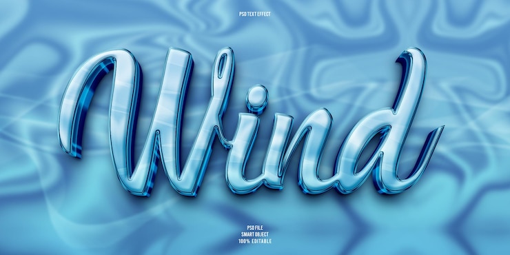 PSD effet de texte modifiable 3d du vent