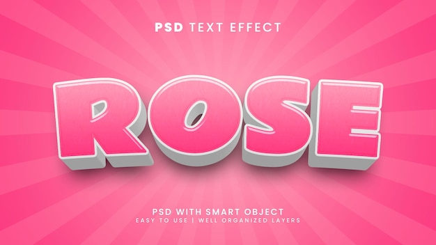 Effet De Texte Modifiable 3d élégant Rose Rose Avec Style De Texte Fille Et Amour