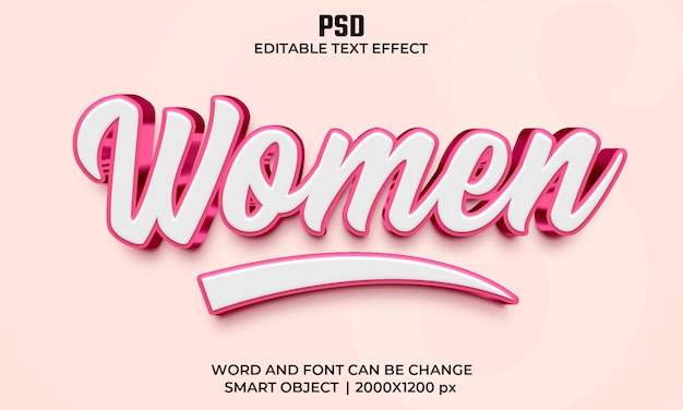 Effet De Texte Modifiable 3d Femme PSD Premium avec arrière-plan