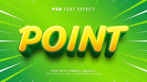 Effet de texte modifiable 3d de flèche de signe de point avec le style de texte de dessin animé et d'enfants