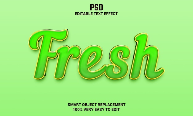 PSD effet de texte modifiable 3d frais avec arrière-plan psd premium