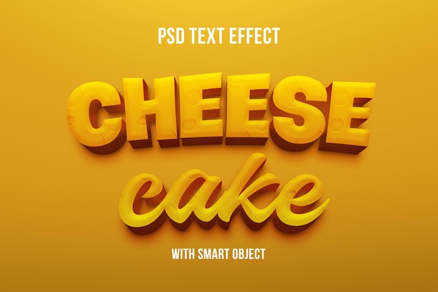 PSD effet de texte modifiable 3d gâteau au fromage typographie alimentaire effet de police