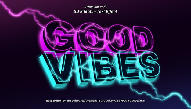 Effet De Texte Modifiable 3d Good Vibes