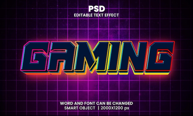 PSD effet de texte modifiable 3d de jeu psd premium avec arrière-plan