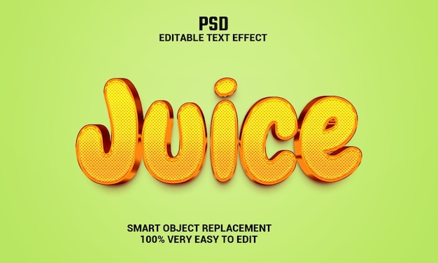 Effet De Texte Modifiable 3d De Jus Avec Fond Psd Premium