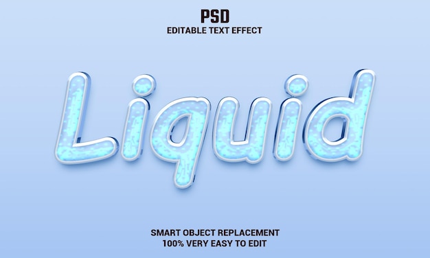 Effet De Texte Modifiable 3d Liquide Avec Arrière-plan PSD Premium