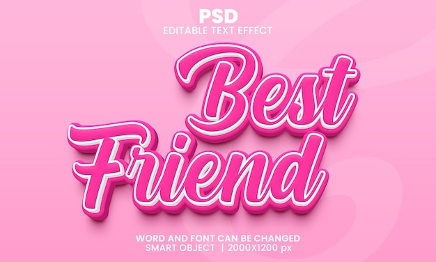 Effet De Texte Modifiable 3d Meilleur Ami Psd Premium Avec Arrière-plan