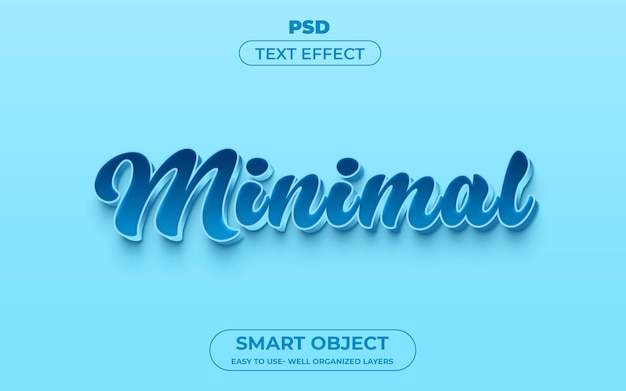 Effet de texte modifiable en 3d minimal Psd Premium avec arrière-plan