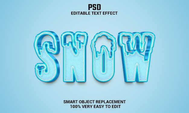 Effet De Texte Modifiable 3d De Neige Avec Arrière-plan Psd Premium