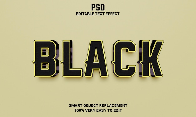 Effet De Texte Modifiable 3d Noir Avec Arrière-plan Psd Premium