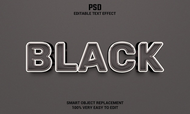 Effet De Texte Modifiable 3d Noir Avec Arrière-plan PSD Premium