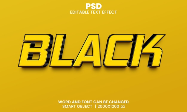 Effet De Texte Modifiable En 3d Noir Premium Psd Avec Arrière-plan