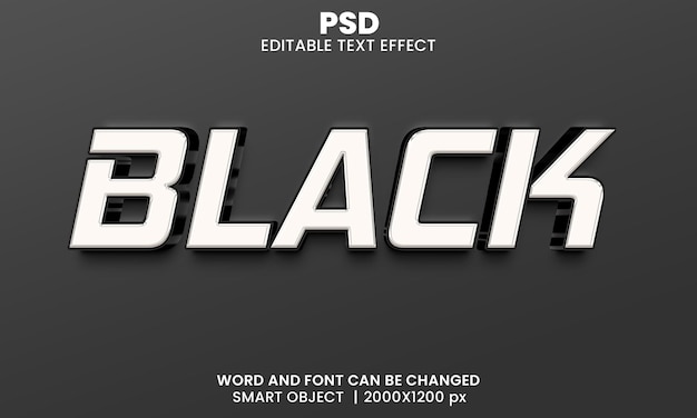 Effet de texte modifiable en 3d noir Premium Psd avec arrière-plan
