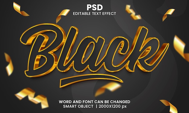 Effet De Texte Modifiable 3d En Or Noir Psd Premium Avec Arrière-plan