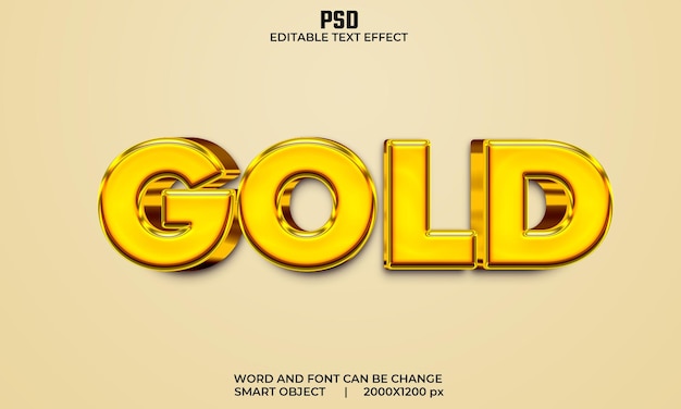 Effet De Texte Modifiable 3d Or PSD Premium Avec Arrière-plan