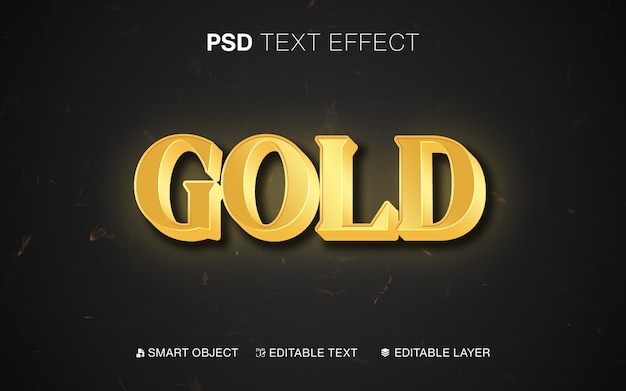 Effet de texte modifiable 3D Or