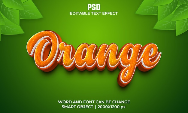 PSD effet de texte modifiable 3d orange psd premium avec arrière-plan