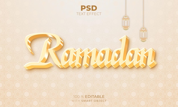 Effet De Texte Modifiable 3d Ramadan Modern Cream Gold