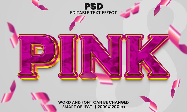 PSD effet de texte modifiable 3d rose premium psd avec arrière-plan