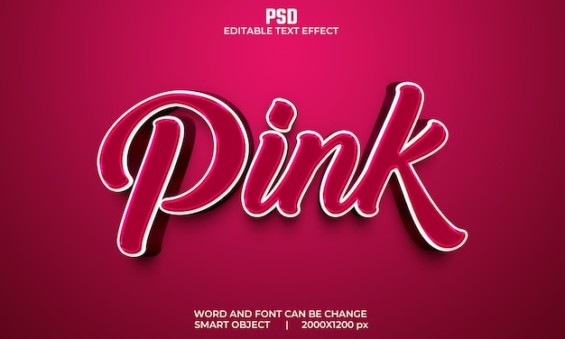 PSD effet de texte modifiable 3d rose psd premium