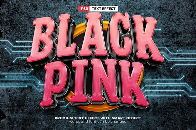 Effet de texte modifiable en 3D rose super noir
