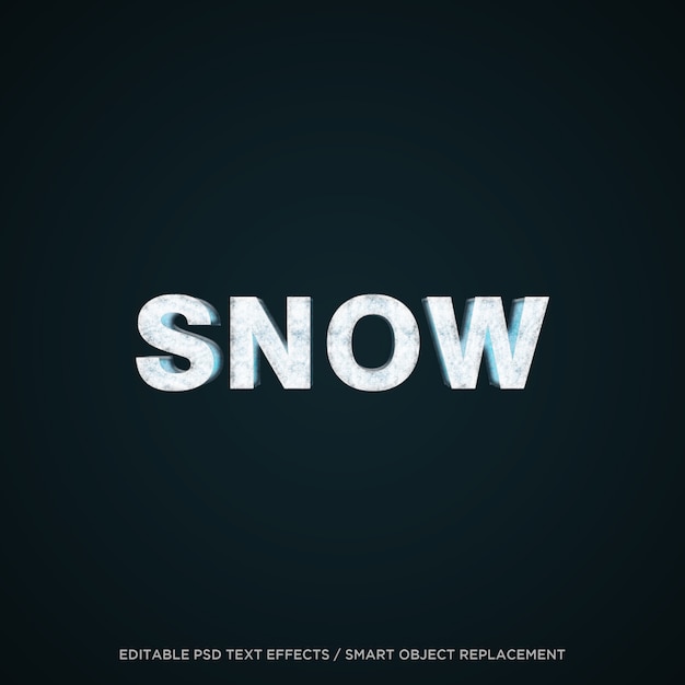 PSD effet de texte modifiable 3d snow