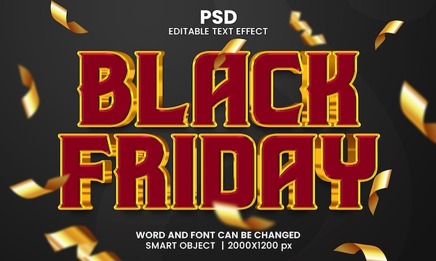 Effet De Texte Modifiable 3d Vendredi Noir Psd Premium Avec Arrière-plan