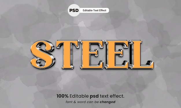 PSD effet de texte modifiable en acier 3d