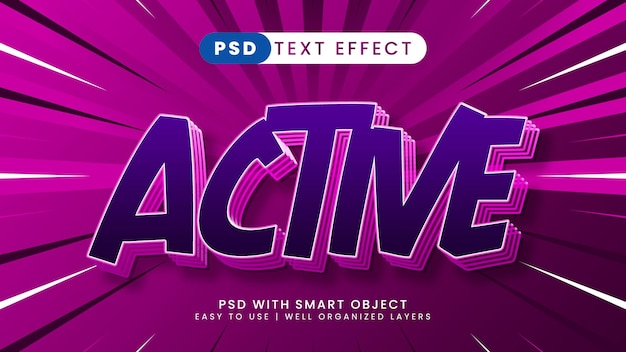 Effet de texte modifiable actif avec un style de texte violet et rose