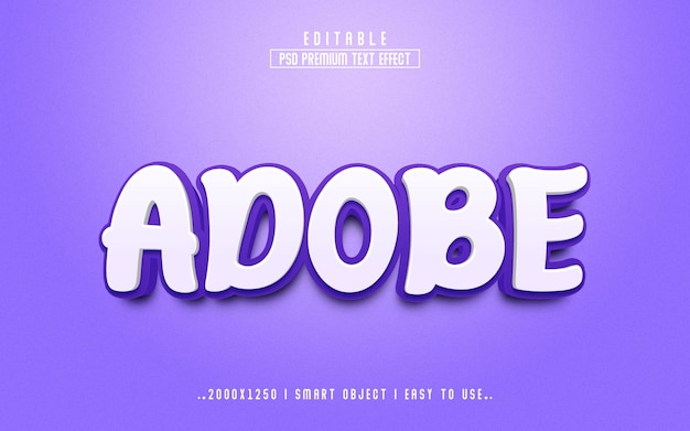Effet de texte modifiable Adobe 3d PSD avec fond Premium