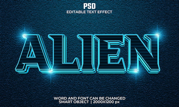 Effet De Texte Modifiable Alien 3d Psd Premium