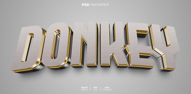 PSD effet de texte modifiable âne 3d