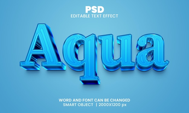 PSD effet de texte modifiable aqua 3d psd premium