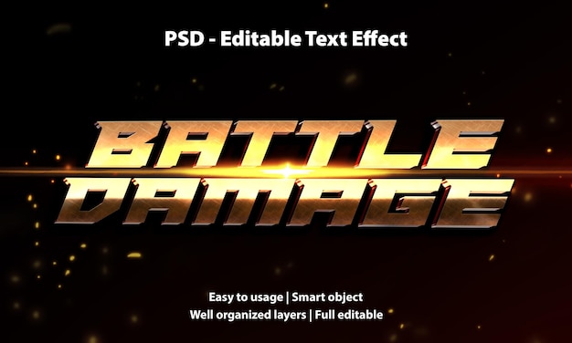 PSD effet de texte modifiable battle damage premium