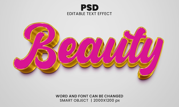 PSD effet de texte modifiable beauté 3d psd premium avec arrière-plan