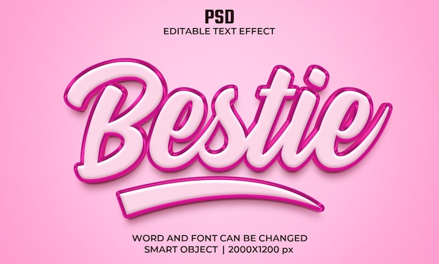 Effet De Texte Modifiable Bestie 3d Psd Premium Avec Arrière-plan