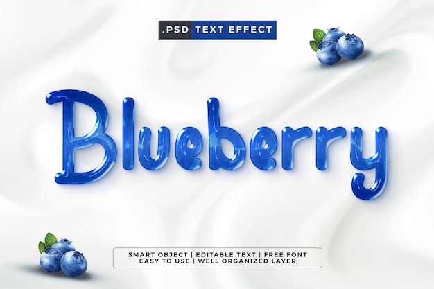 Effet de texte modifiable en bleuet dans un style moderne.