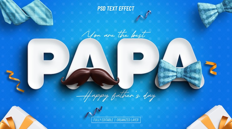 PSD effet de texte modifiable bonne fête des pères