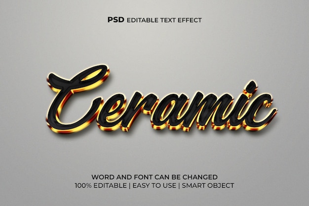 PSD effet de texte modifiable en céramique 3d