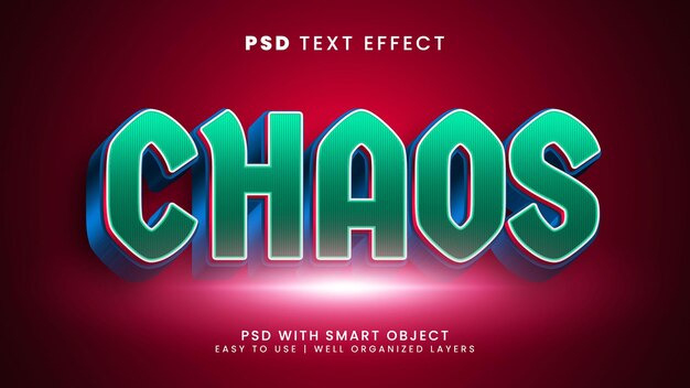 Effet de texte modifiable Chaos 3d avec style de texte occupé et problématique