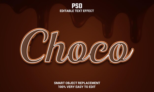 PSD effet de texte modifiable choco 3d avec fond psd premium