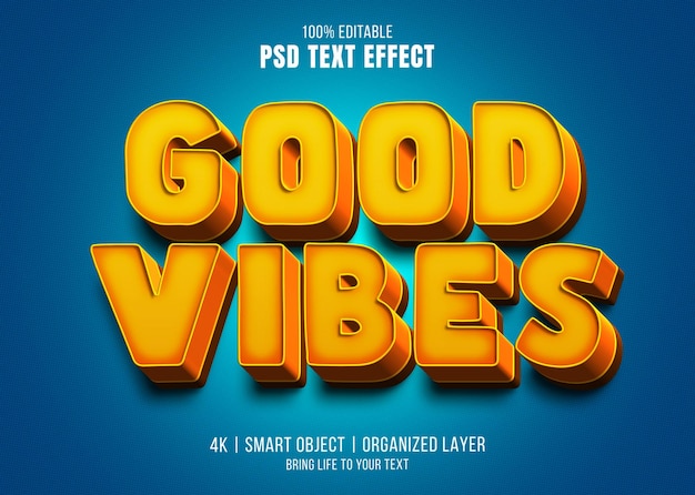 Effet de texte modifiable coloré de Good Vibes
