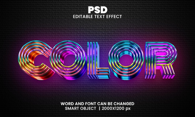 Effet De Texte Modifiable En Couleur 3d Psd Premium Avec Arrière-plan