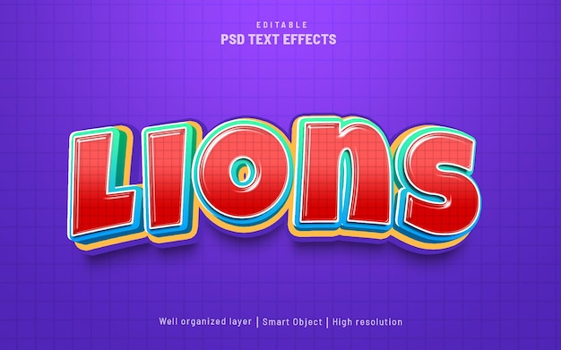 Effet De Texte Modifiable En Couleur Lions 3d