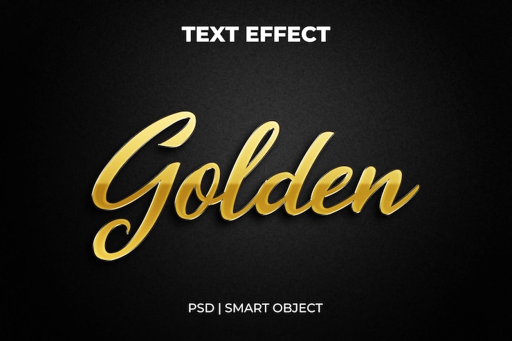 PSD effet de texte modifiable avec couleur or