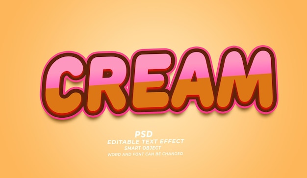 PSD effet de texte modifiable crème 3d style photoshop psd