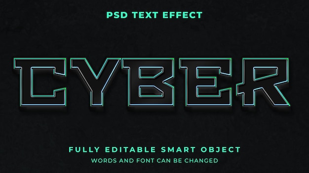 PSD effet de texte modifiable cyber hacker